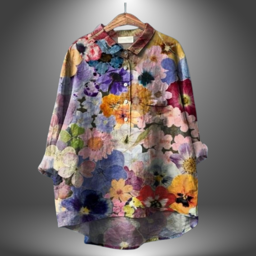 Amber | Handgemachte Bluse mit floralem Muster