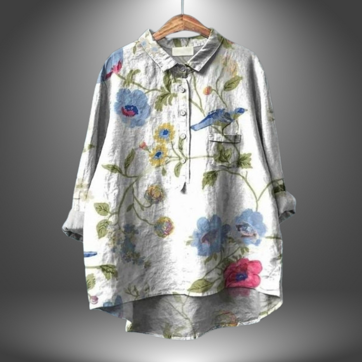 Amber | Handgemachte Bluse mit floralem Muster