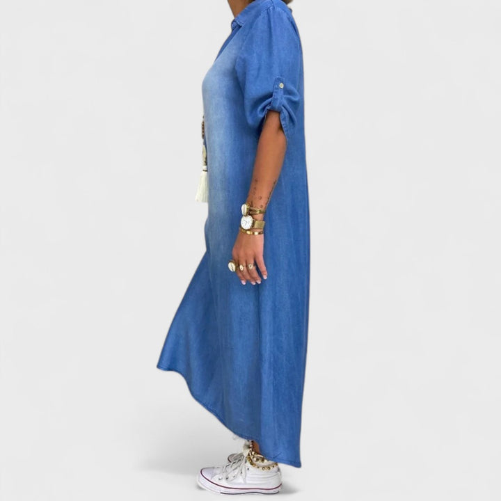 Sofia | Lange Jeanskleid mit Seitenschlitz