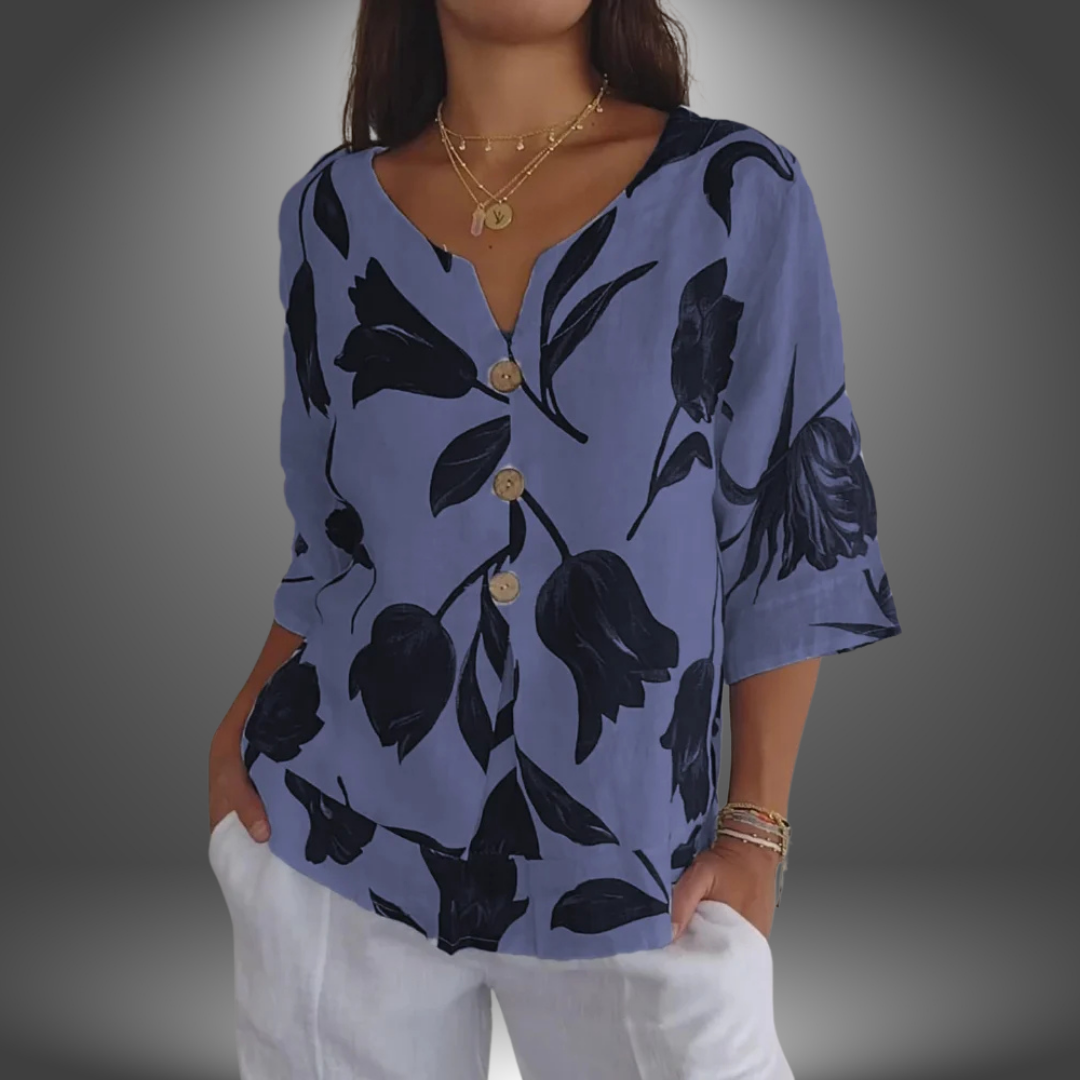Sofia | Handgefertigte Bluse mit Blumenmuster