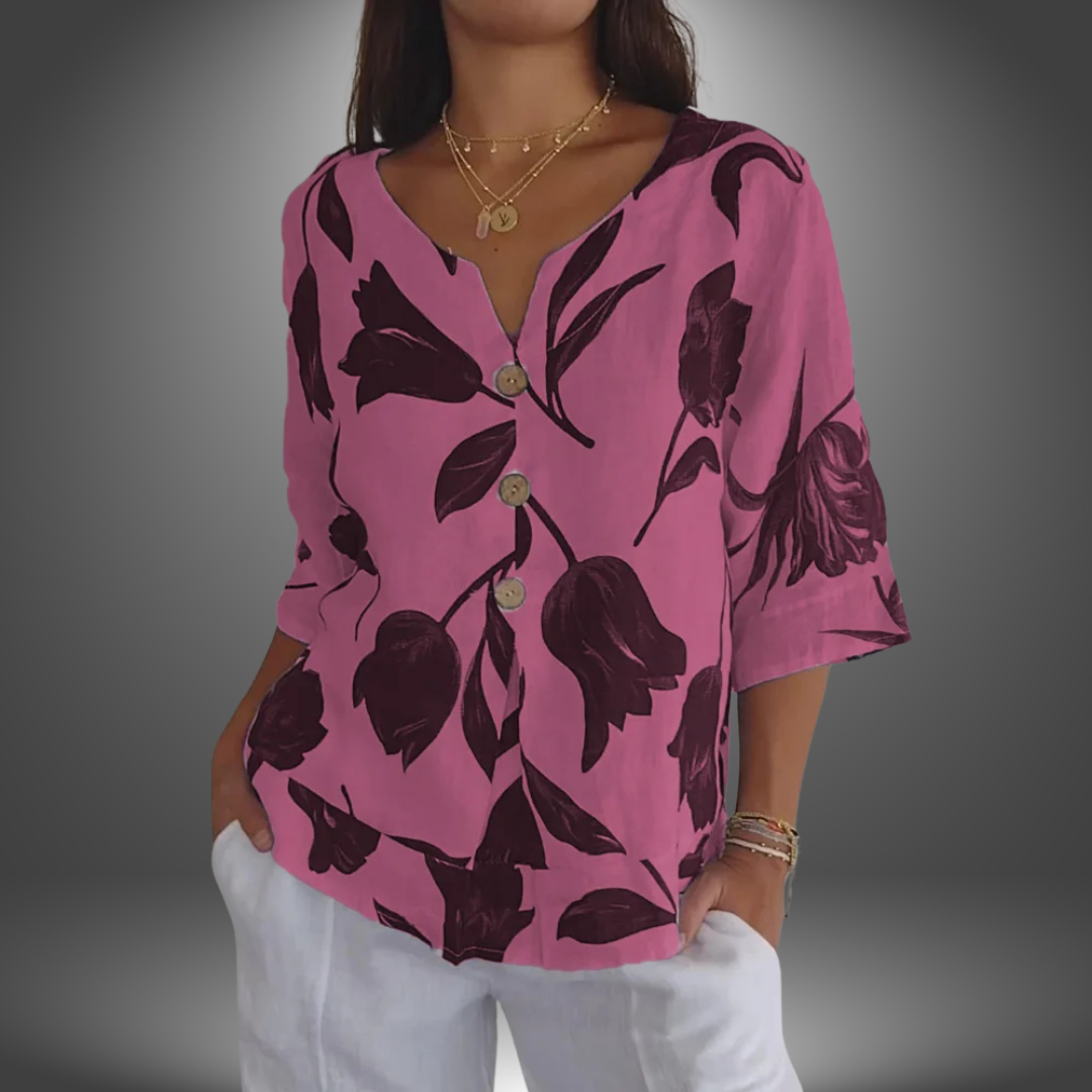 Sofia | Handgefertigte Bluse mit Blumenmuster
