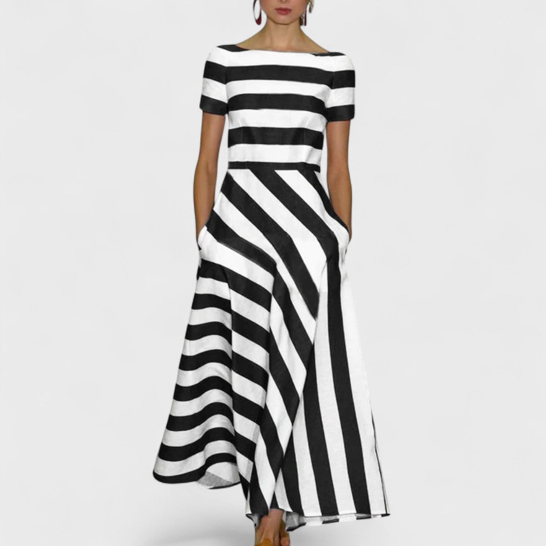 Nicole | Handgefertigtes Streifenmaxikleid