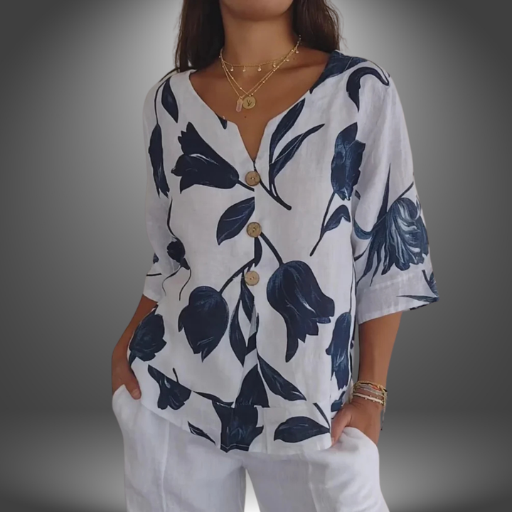 Sofia | Handgefertigte Bluse mit Blumenmuster