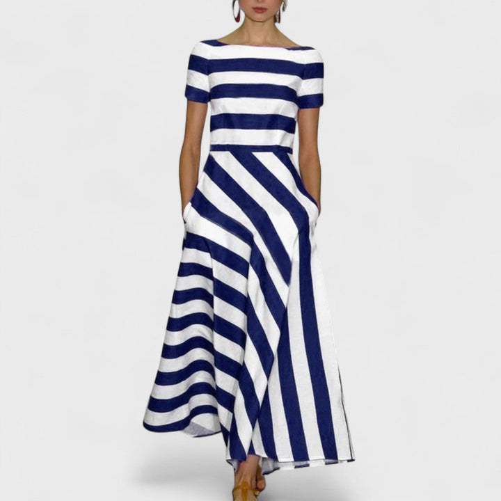 Nicole | Handgefertigtes Streifenmaxikleid