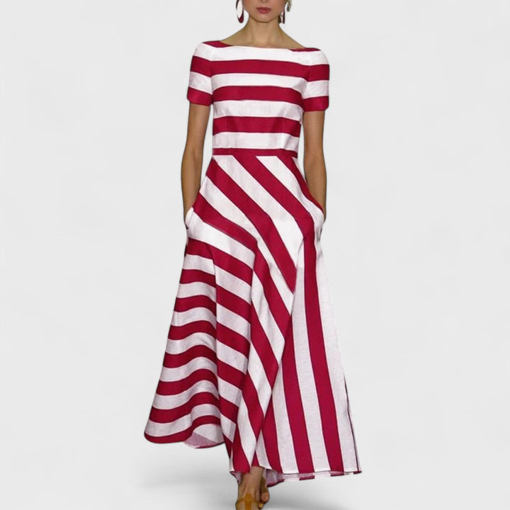Nicole | Handgefertigtes Streifenmaxikleid