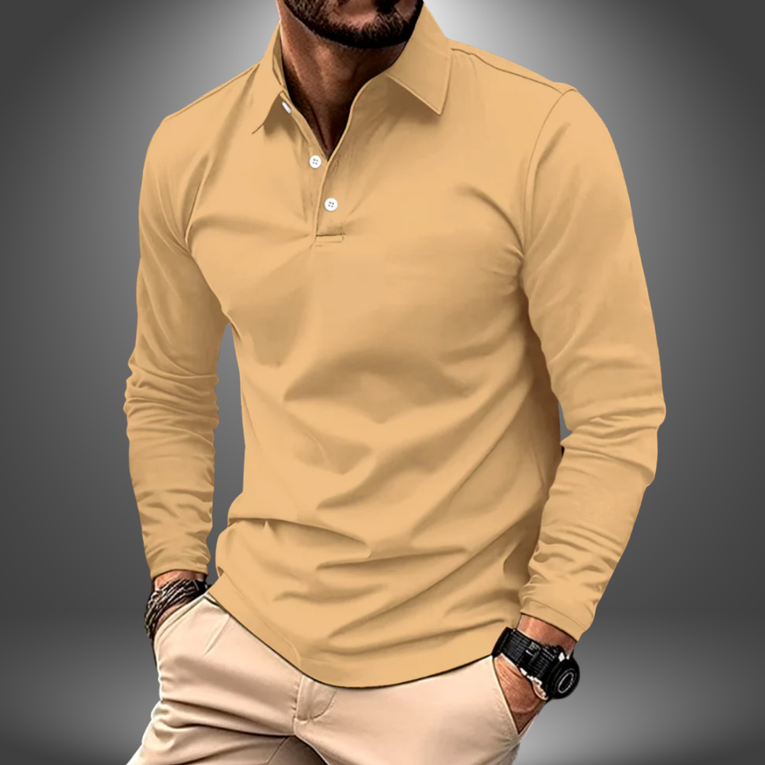 Diego | Elegantes Langarm-Polo, Handgefertigt