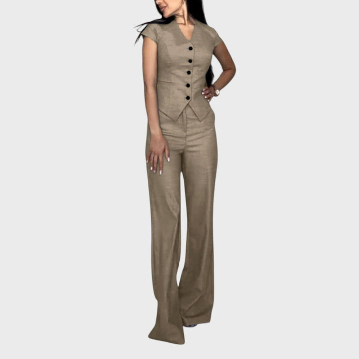 Lidia | Handgemachtes Set mit V-Ausschnitt und Hose