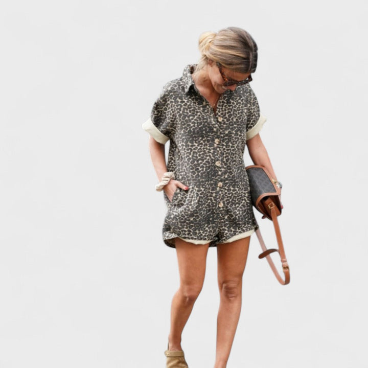 Caterina | Elegantes Leoprint Hemdkleid