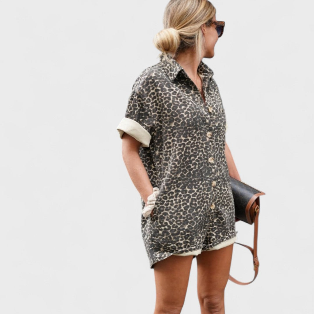 Caterina | Elegantes Leoprint Hemdkleid