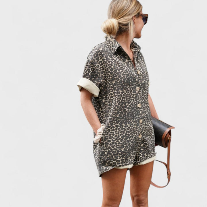 Caterina | Elegantes Leoprint Hemdkleid