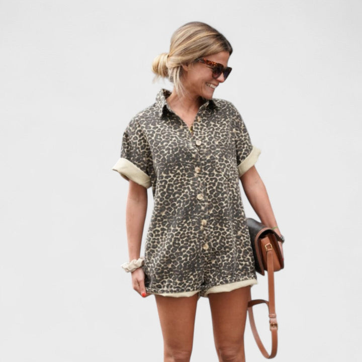 Caterina | Elegantes Leoprint Hemdkleid