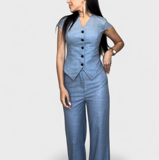 Lidia | Handgemachtes Set mit V-Ausschnitt und Hose