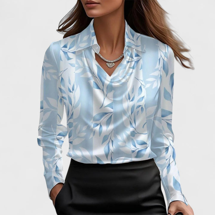 Helene | Bluse mit luxuriösem Glanz und Faltenkragen