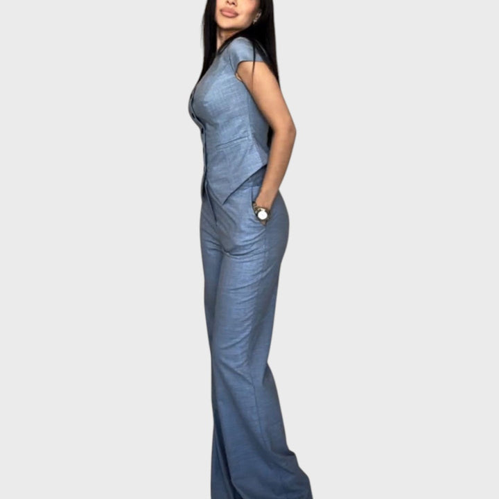 Lidia | Handgemachtes Set mit V-Ausschnitt und Hose