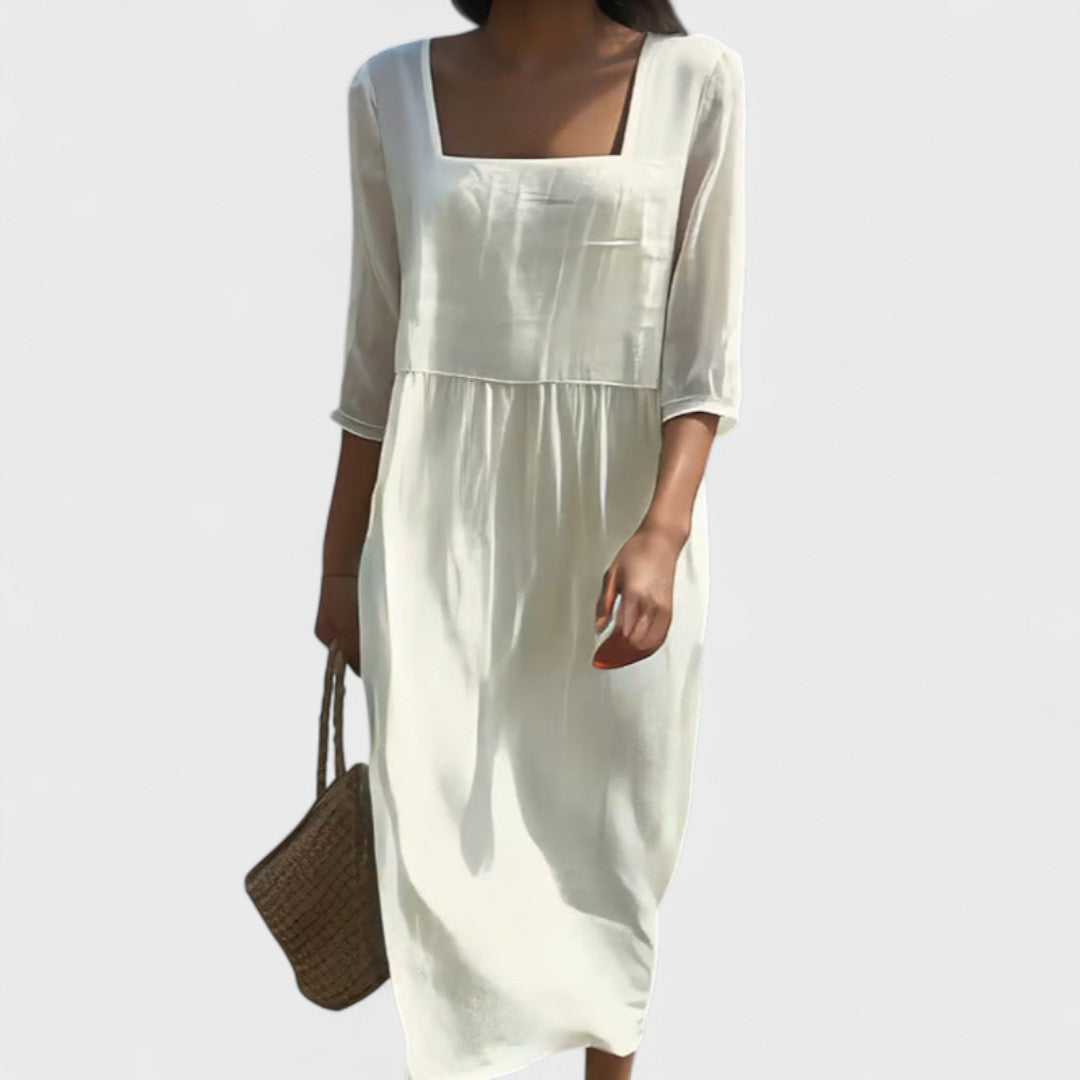 Lina | Handgemachtes Leinen Frontpanel Kleid