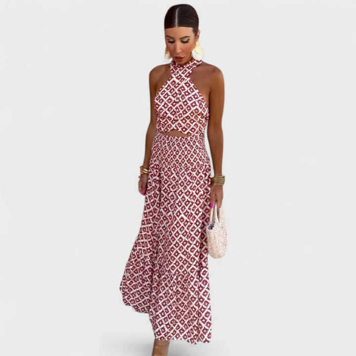 Mickay - Elegantes, gerafftes Midi-Kleid mit schulterfreien Trägern