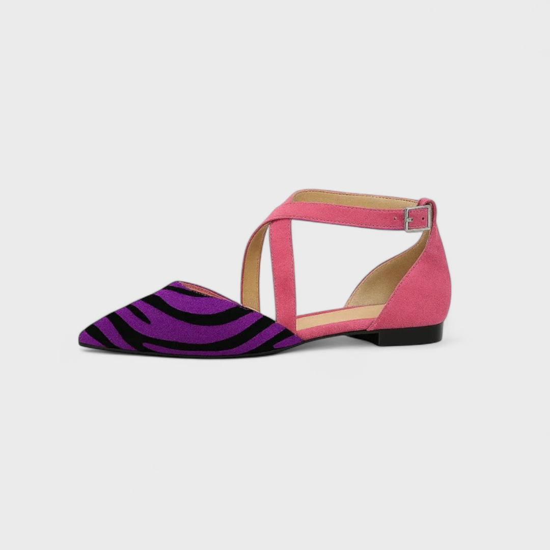 Asilia – Gestreifte Sandalen mit spitzem Zeh