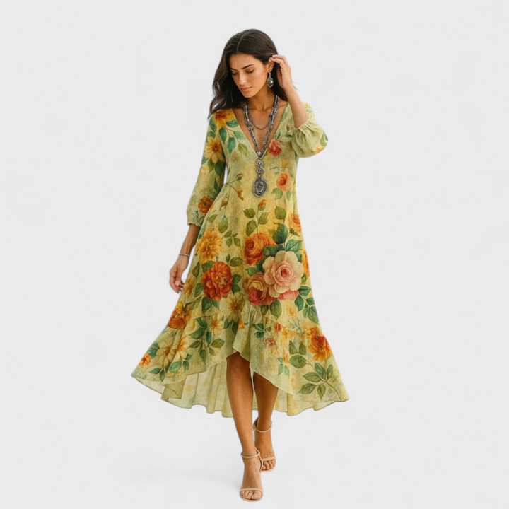 Elke | Floral Bedrucktes Maxikleid
