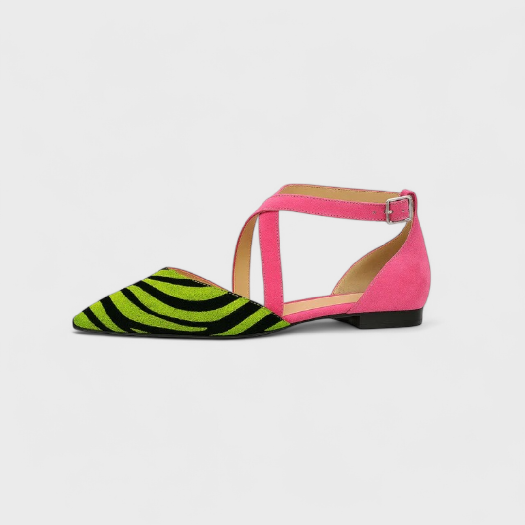 Asilia – Gestreifte Sandalen mit spitzem Zeh