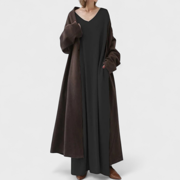 Ilse | Modisches Langarm V-Ausschnitt Kleid