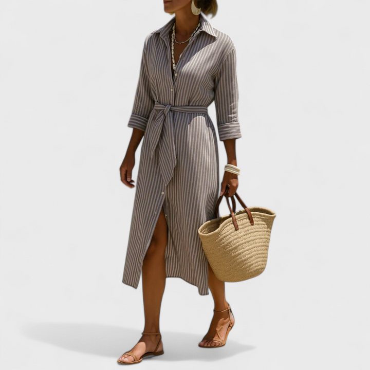 Renata™ - Gestreiftes Kleid mit Kragen