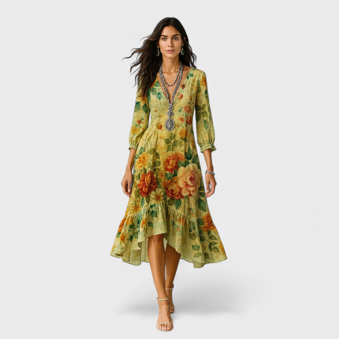 Elke | Floral Bedrucktes Maxikleid