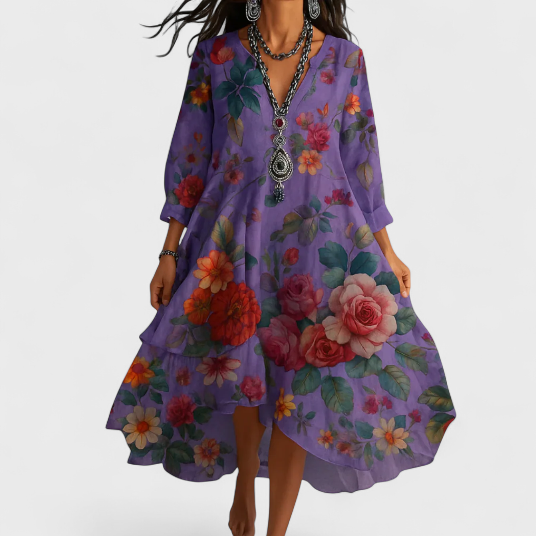 Elke | Floral Bedrucktes Maxikleid