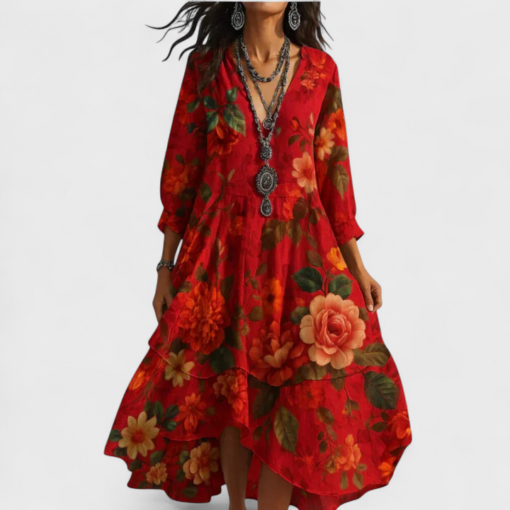 Elke | Floral Bedrucktes Maxikleid