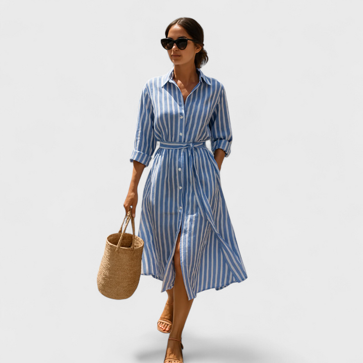 Renata™ - Gestreiftes Kleid mit Kragen