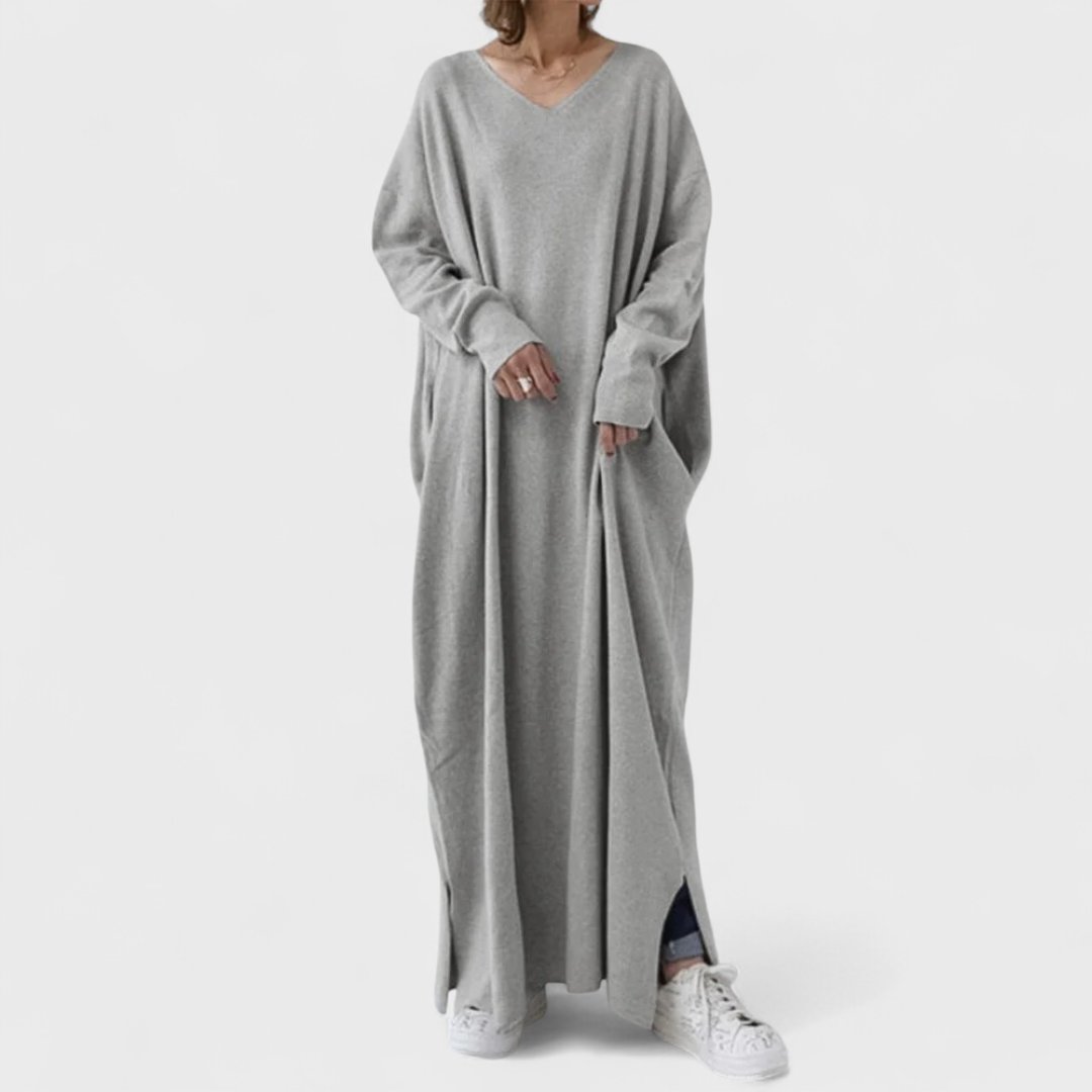 Ilse | Modisches Langarm V-Ausschnitt Kleid