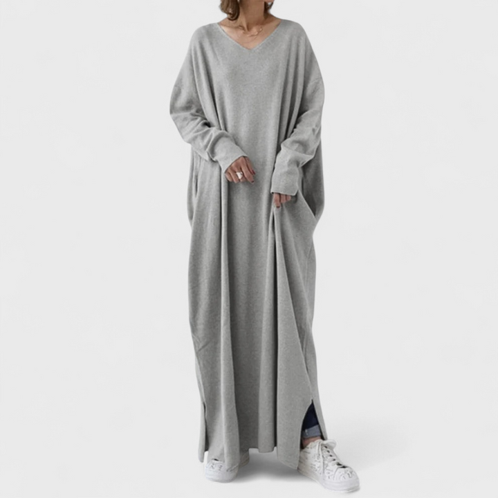 Ilse | Modisches Langarm V-Ausschnitt Kleid