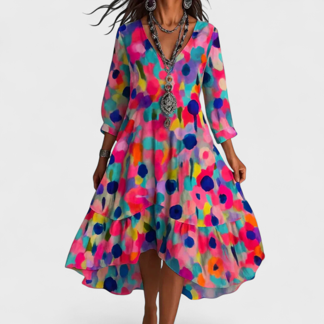 Elke | Floral Bedrucktes Maxikleid