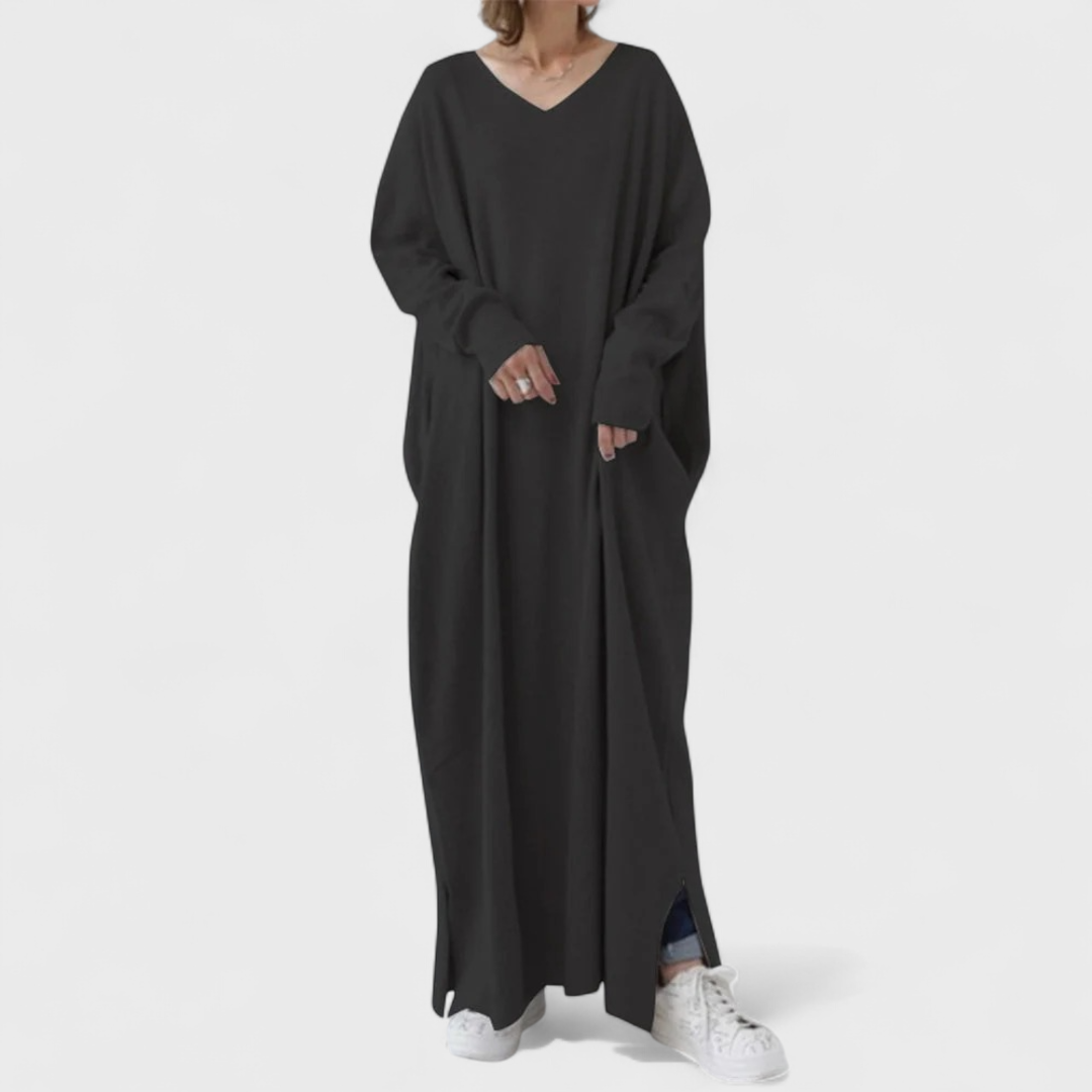 Ilse | Modisches Langarm V-Ausschnitt Kleid