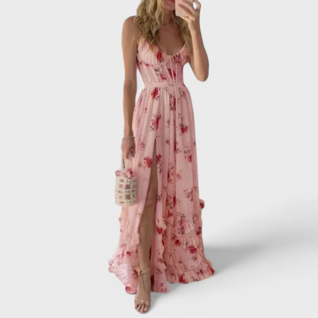 Sonja | Handgemachtes Kleid mit Blumenmuster