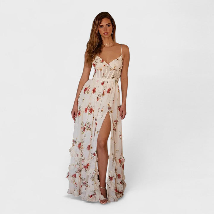 Sonja | Handgemachtes Kleid mit Blumenmuster