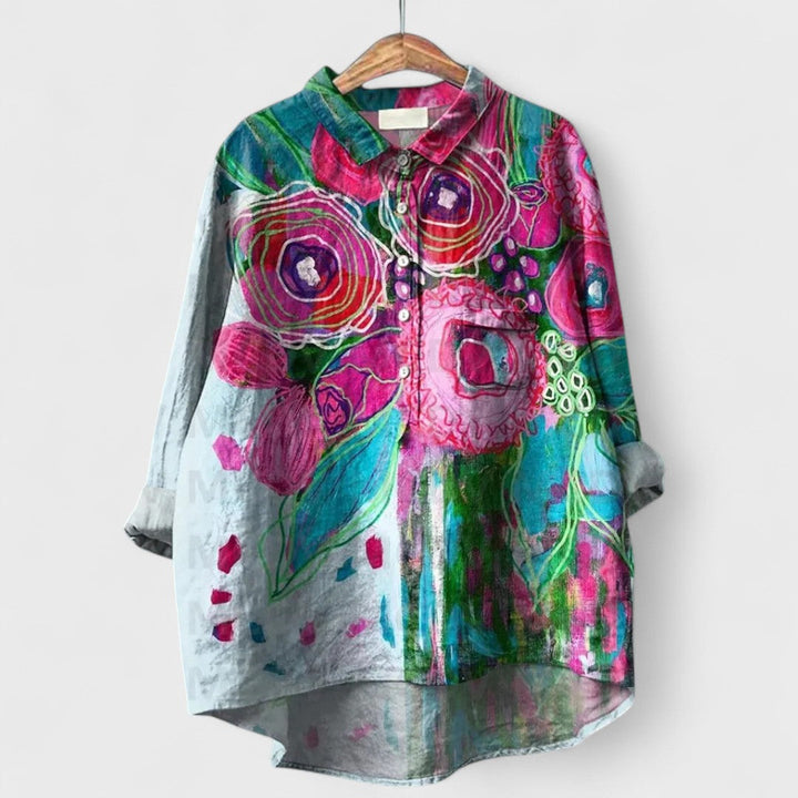 Virginia | Handgefertigte Blumenbluse für Damen