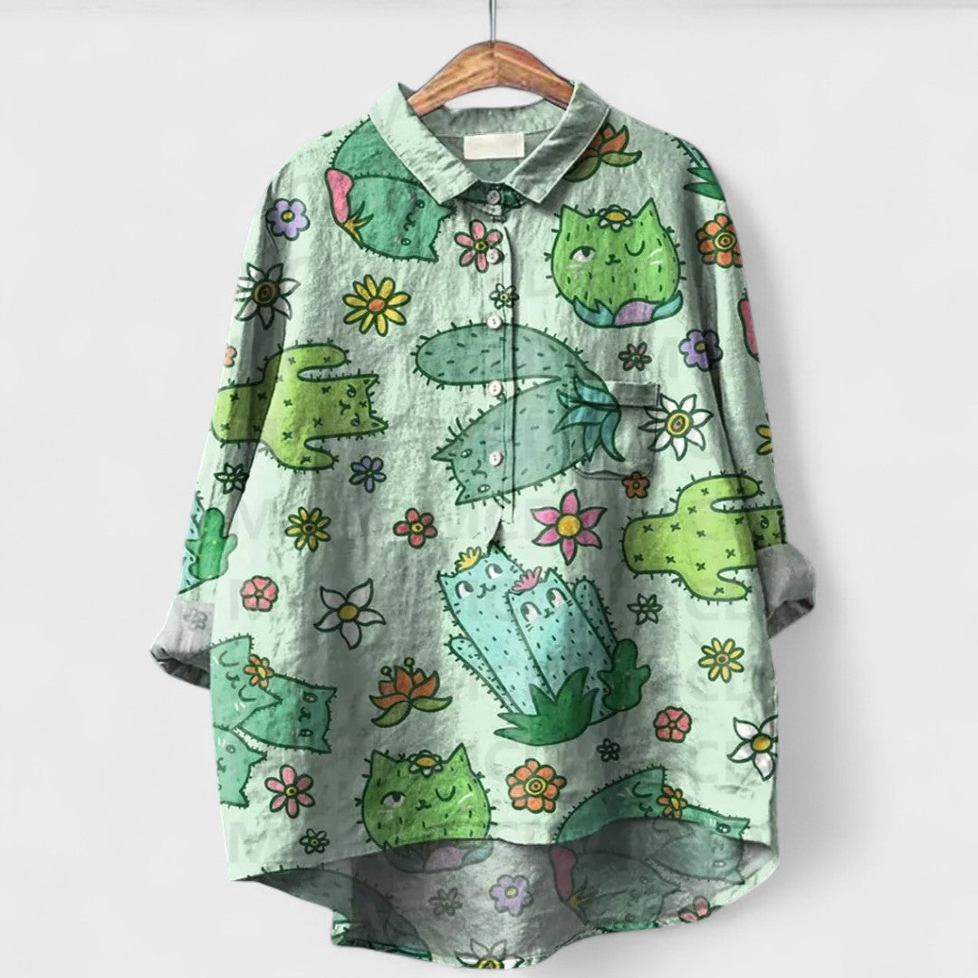 Virginia | Handgefertigte Blumenbluse für Damen