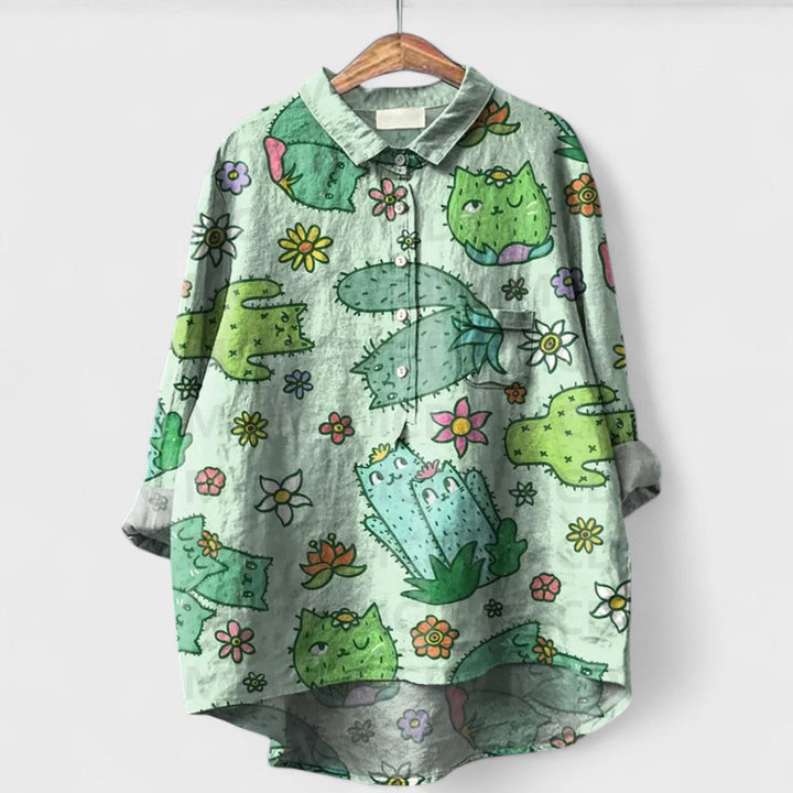 Virginia | Handgefertigte Blumenbluse für Damen