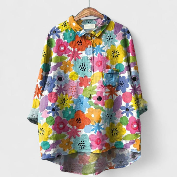 Virginia | Handgefertigte Blumenbluse für Damen