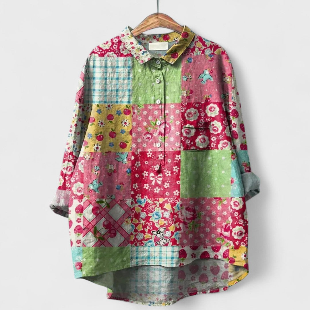 Virginia | Handgefertigte Blumenbluse für Damen