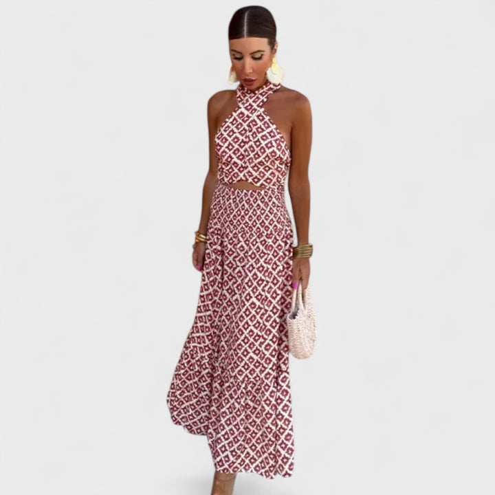Mickay - Elegantes, gerafftes Midi-Kleid mit schulterfreien Trägern