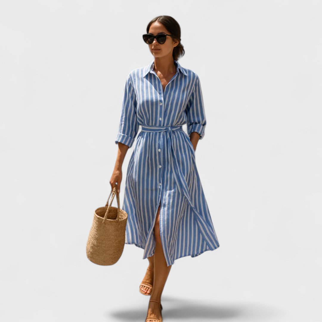 Renata™ - Gestreiftes Kleid mit Kragen