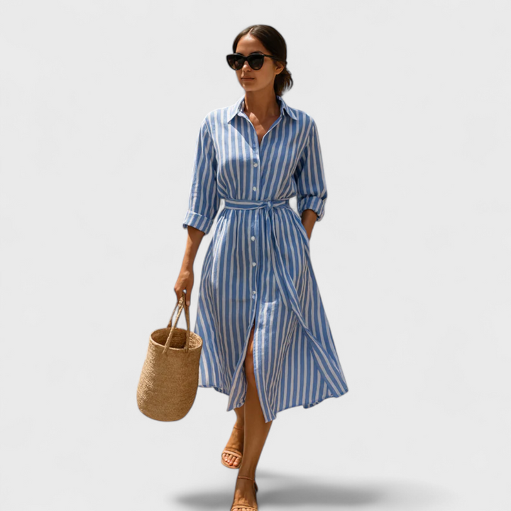 Renata™ - Gestreiftes Kleid mit Kragen