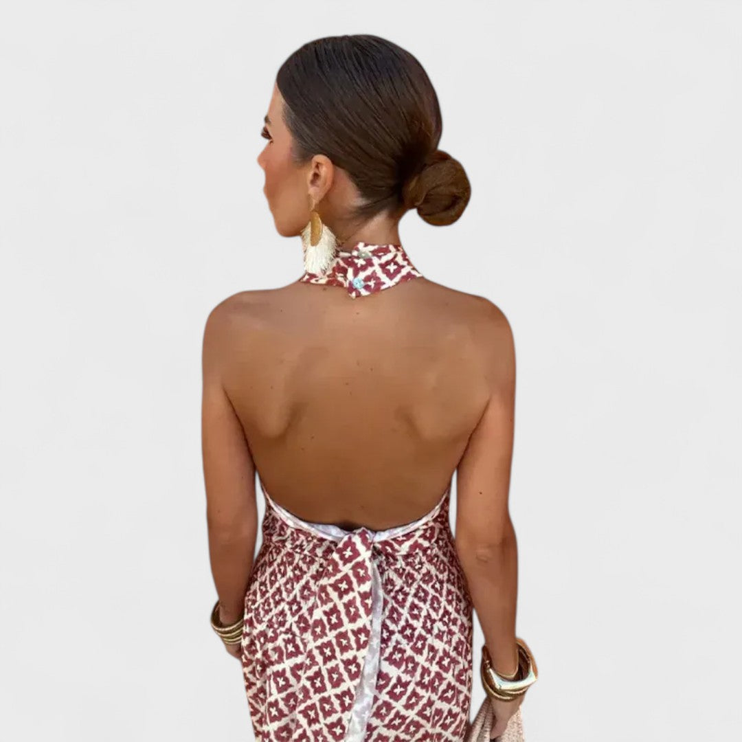 Mickay - Elegantes, gerafftes Midi-Kleid mit schulterfreien Trägern