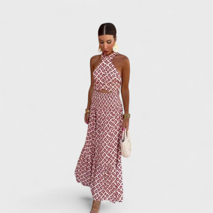 Mickay - Elegantes, gerafftes Midi-Kleid mit schulterfreien Trägern