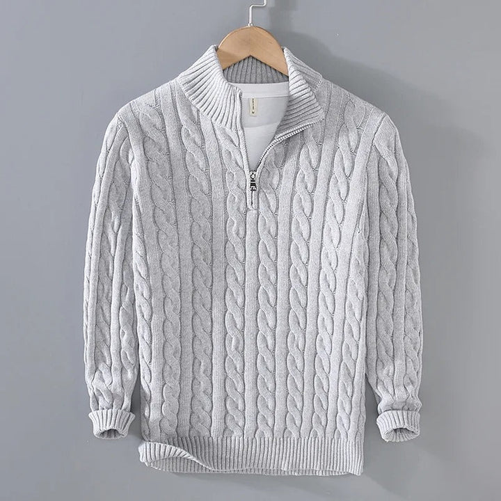 Thomas™ | Pullover mit Zipper in Zopfmuster
