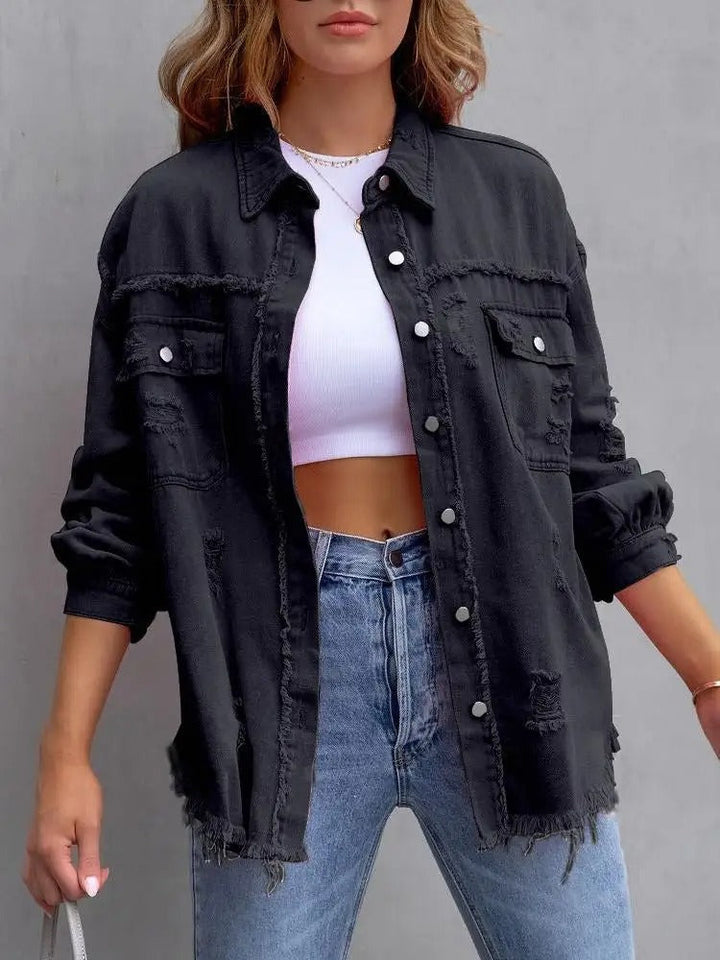Daisy | Zerrissene Oversize-Jeansjacke