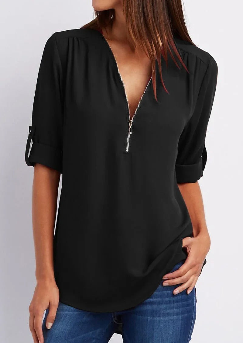 Elena | Damenbluse mit V-Ausschnitt